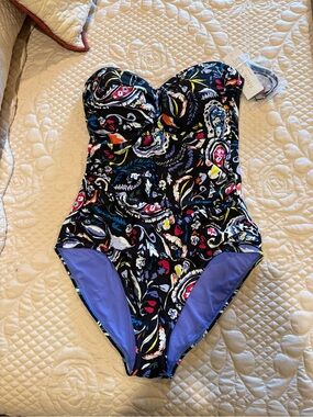 Ann Cole Twist Front Shirred One-Piece Swimsuit NWT size 12